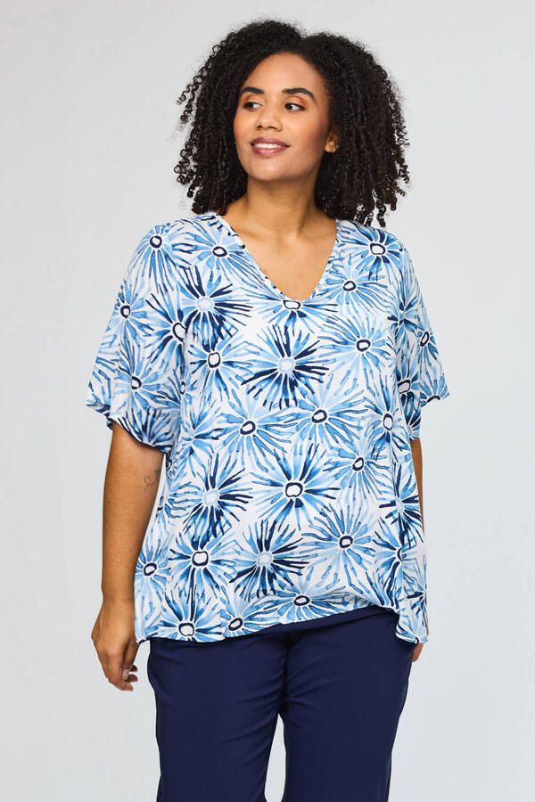 STUDIO gebloemde top blauw