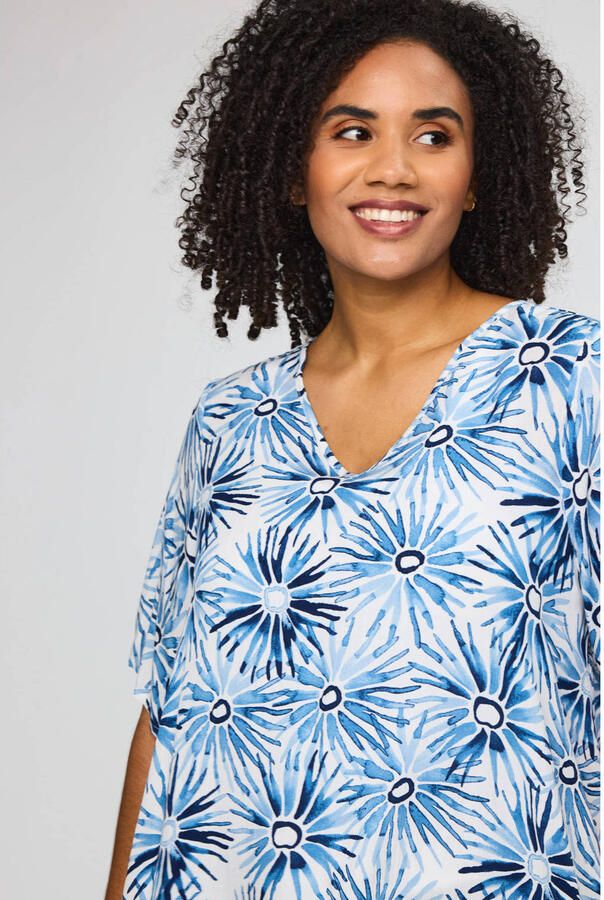 STUDIO gebloemde top blauw - Foto 2