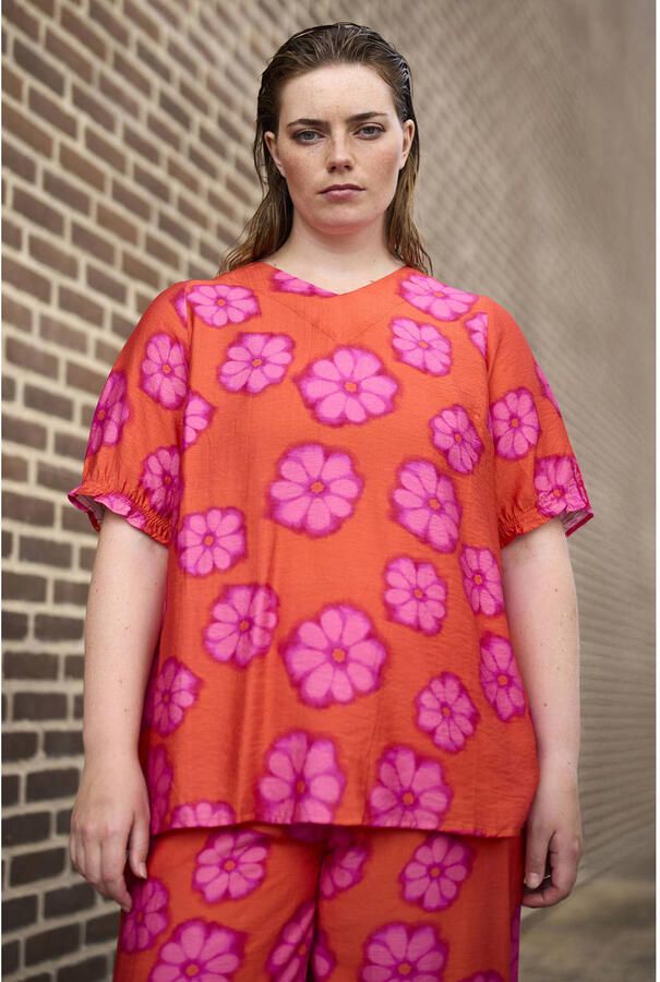 STUDIO gebloemde top rood - Foto 3