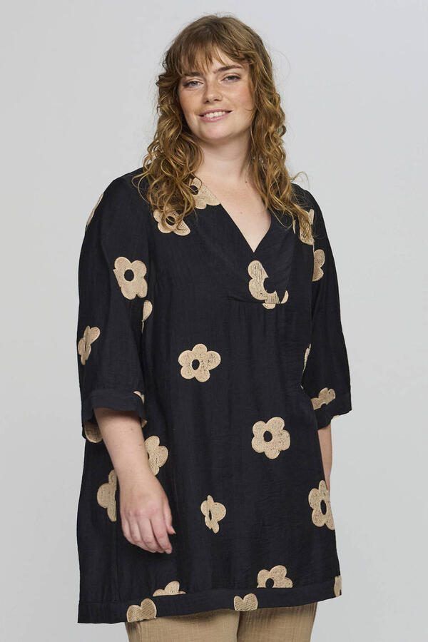 STUDIO gebloemde tuniek zwart