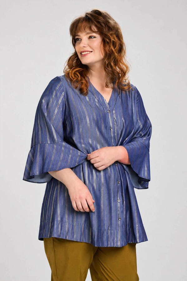 STUDIO gestreepte blouse Plus Size blauw