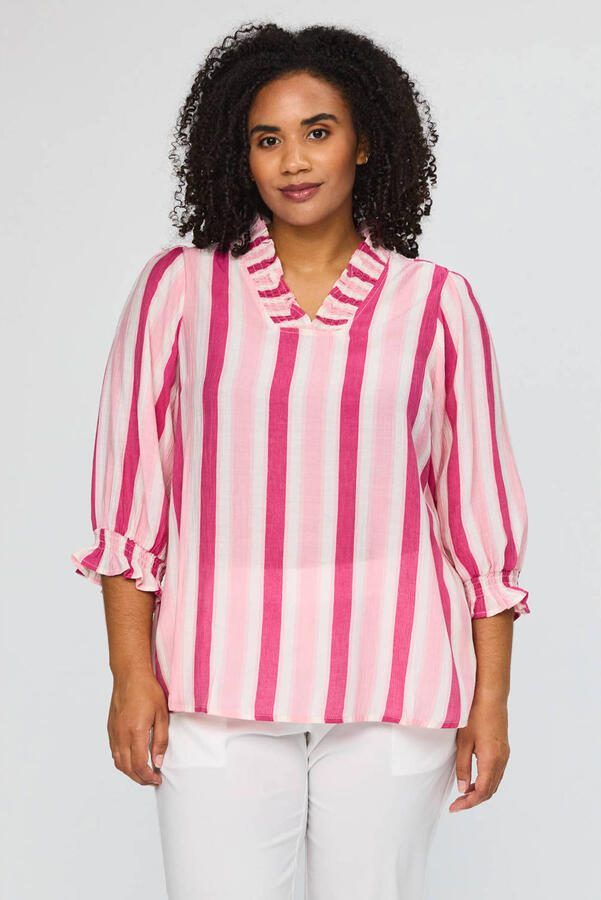 STUDIO gestreepte top roze