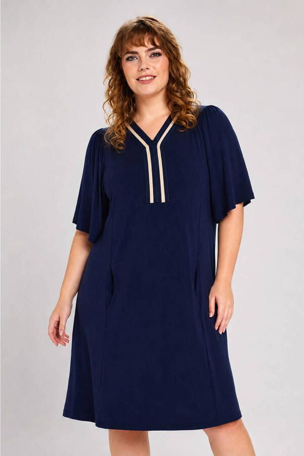 STUDIO midi jurk Plus Size donkerblauw