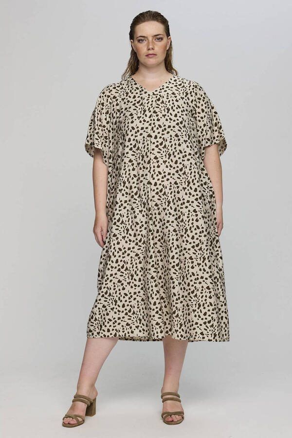 STUDIO zomerjurk met dierenprint beige