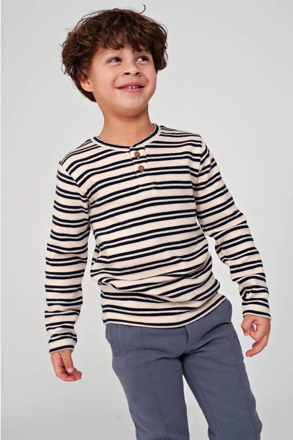 Sturdy longsleeve Rock the Earth offwhite donkerblauw