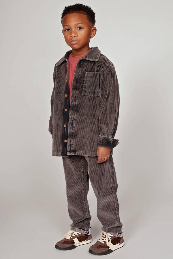 Sturdy loose fit corduroy broek Mountain top antraciet Grijs Effen