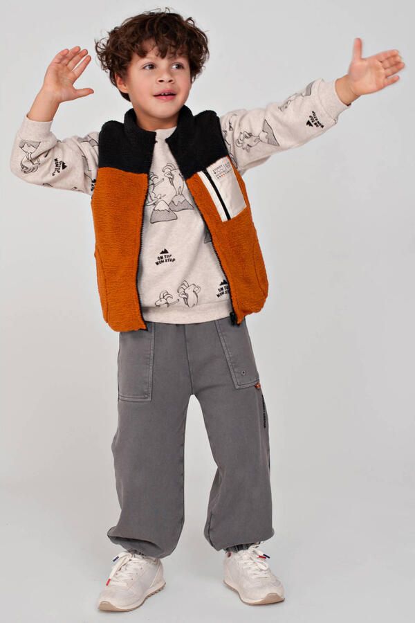 Sturdy loose fit sweatpants Mountain top grijs Broek Jongens Katoen Effen