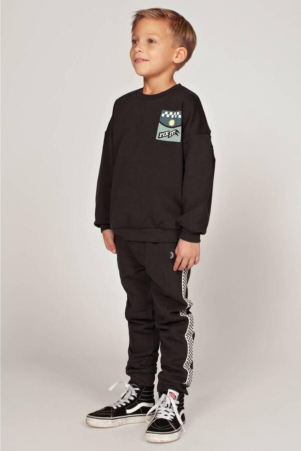 Sturdy oversized sweater met tekst antraciet wit Grijs Printopdruk