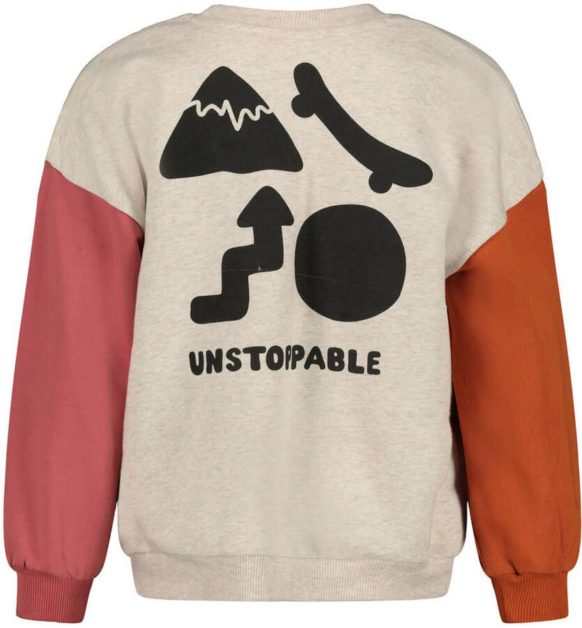 Sturdy oversized sweater Mountain top met backprint offwhite roze oranje - Foto 2