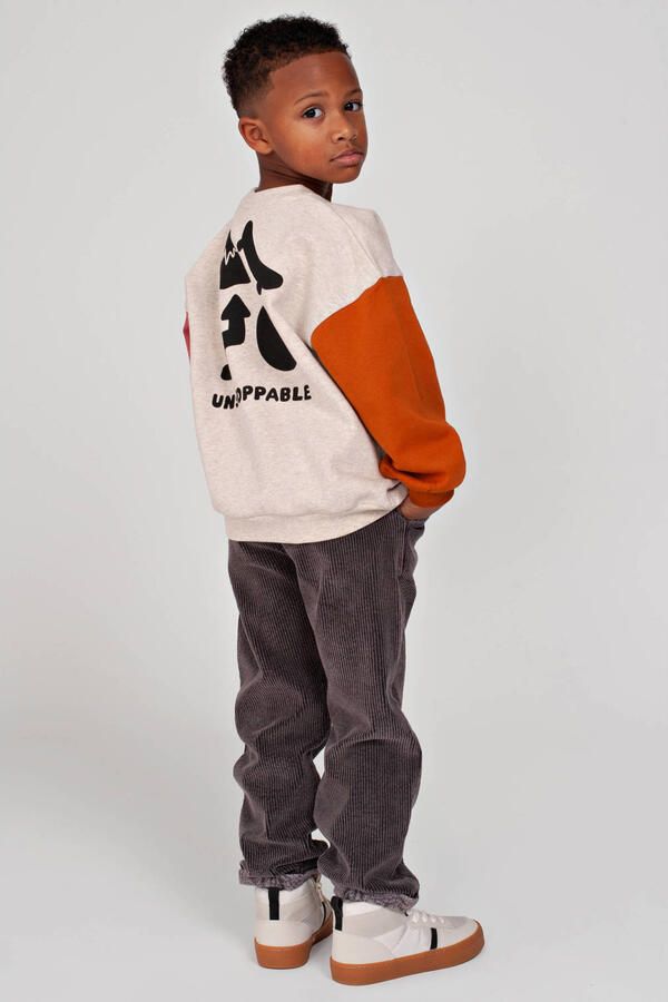 Sturdy oversized sweater Mountain top met backprint offwhite roze oranje - Foto 3