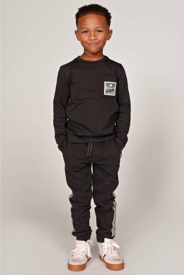 Sturdy rechtvallende longsleeve met backprint antraciet wit petrol Grijs Jongens Katoen Ronde hals