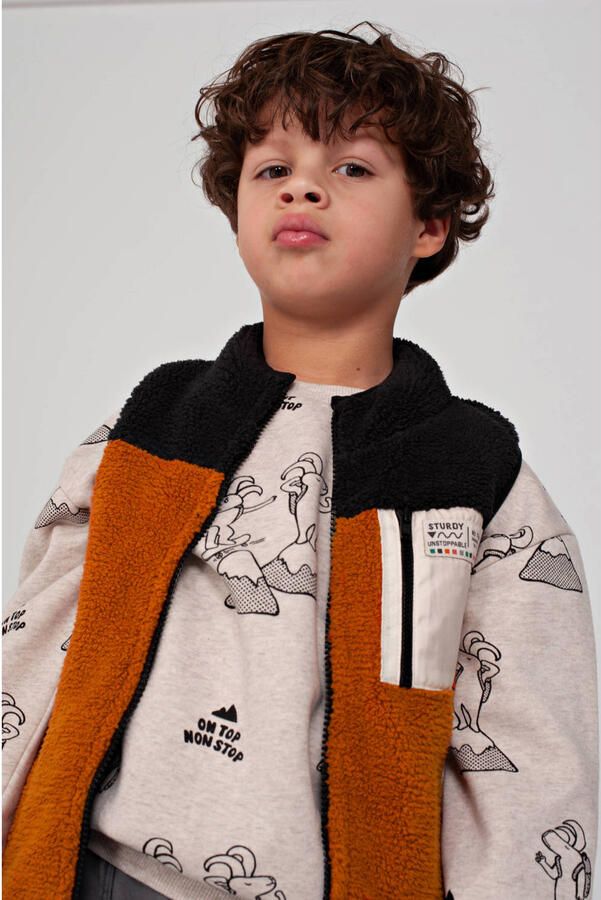 Sturdy relaxed fit sweater Mountain top offwhite zwart - Foto 3