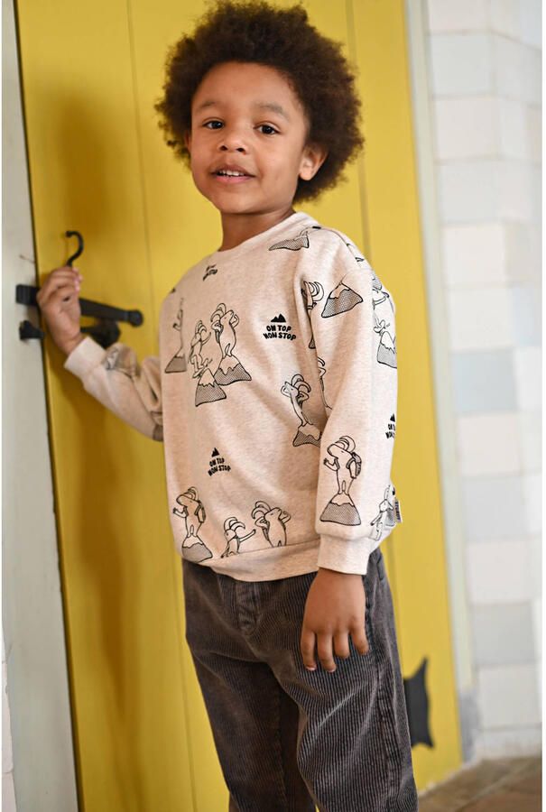 Sturdy relaxed fit sweater Mountain top offwhite zwart - Foto 2