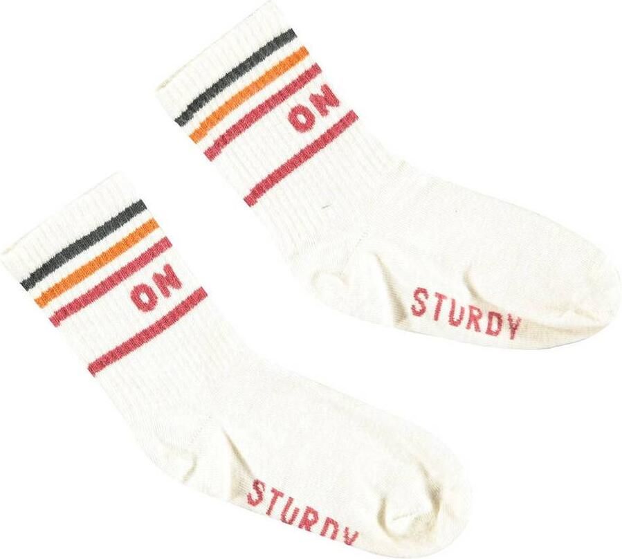 Sturdy sokken Mountain top offwhite rood oranje Ecru Stretchkatoen maat 116-122 - Foto 2