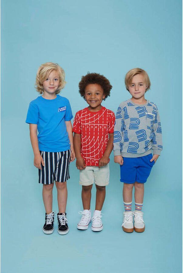 Sturdy sokken Run the Day ecru blauw rood - Foto 3
