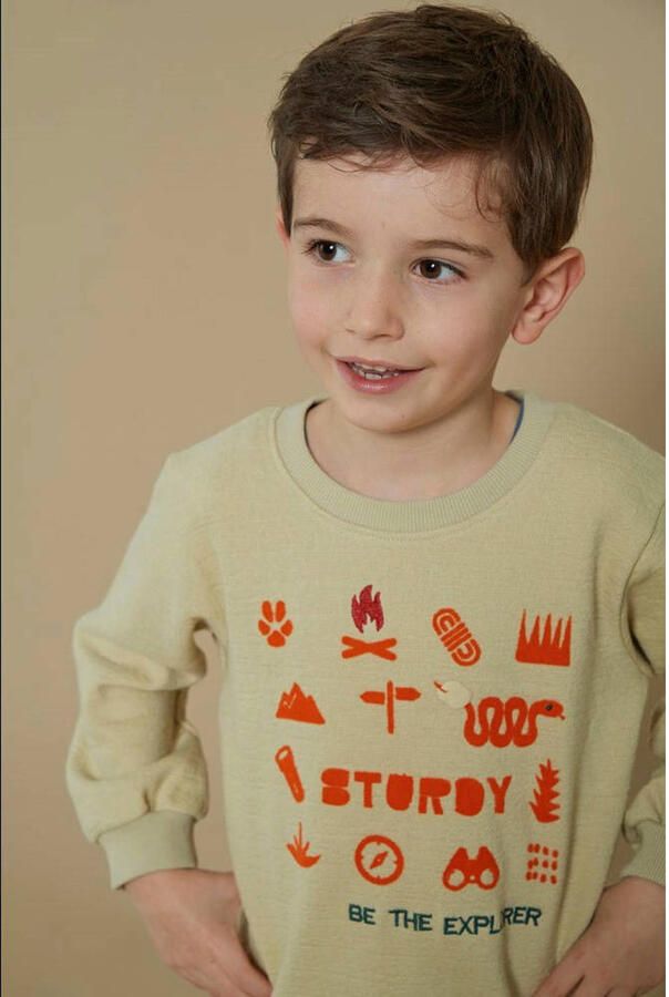 Sturdy sweater beige oranje Chasing trails