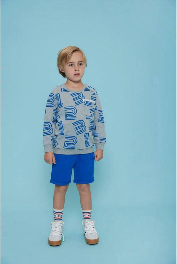 Sturdy sweater Run the Day grijs melange blauw