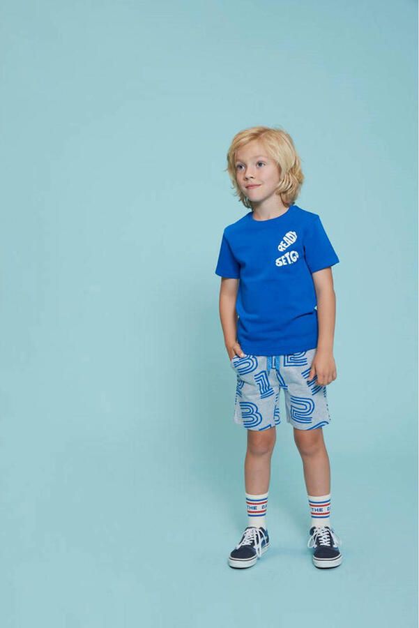 Sturdy sweatshort Run the Day grijs melange blauw