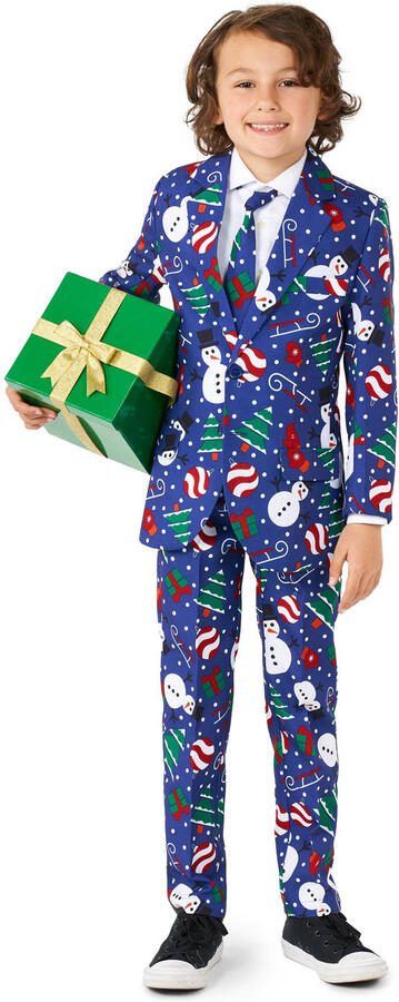 Suitmeister kostuum Christmas Snowman Blue met all over print blauw multicolor - Foto 2