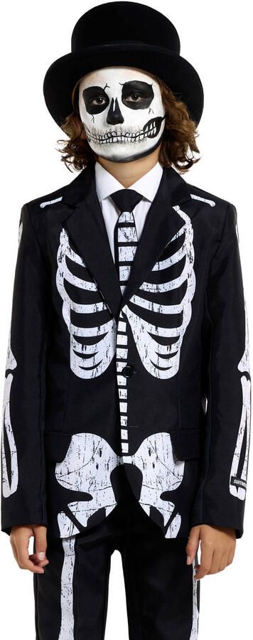 Suitmeister kostuum Skeleton Grunge zwart wit Jongens Polyester Reverskraag 122 140