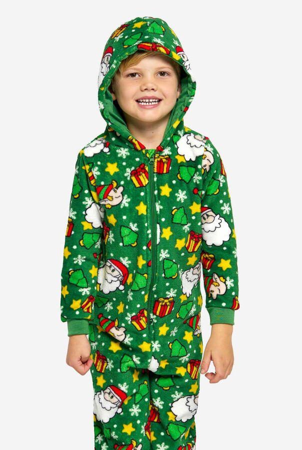 Suitmeister onesie Santa Elves met all over print groen Jongens Polyester Klassieke kraag 122 140 - Foto 2