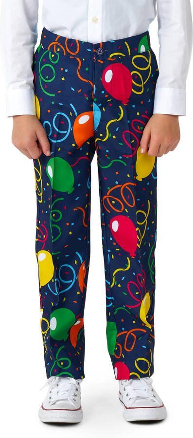 Suitmeister kostuum met stropdas donkerblauw groen rood