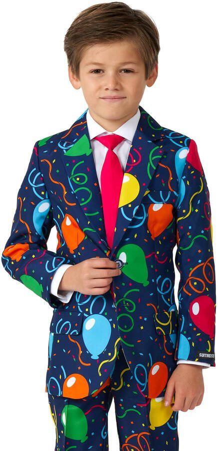 Suitmeister kostuum met stropdas donkerblauw groen rood - Foto 2