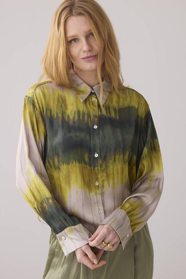 Summum Woman Tie Dye Stripe Blouse Lange Mouw Multicolor Dames