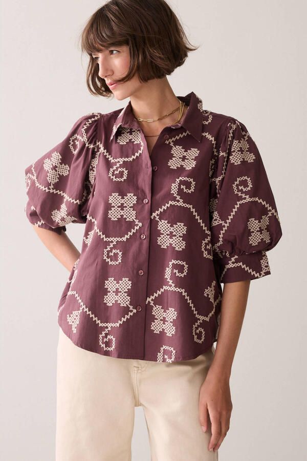 Summum blouse met borduursels paars
