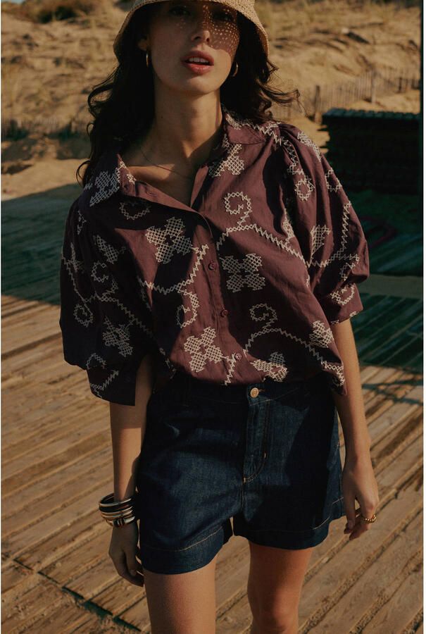 Summum blouse met borduursels paars - Foto 2