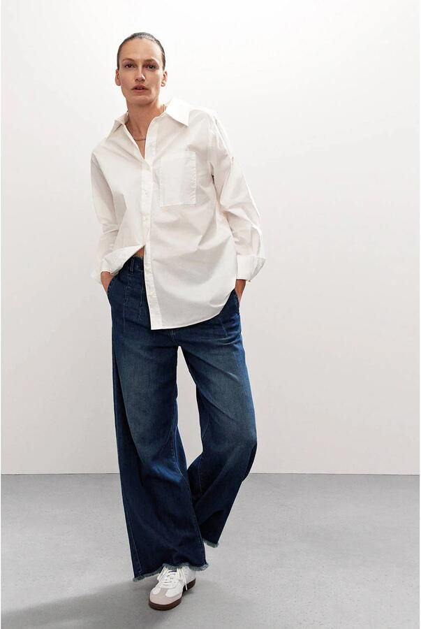 Summum Woman Crispy Poplin Blouse Amsterdam Stijl White Dames