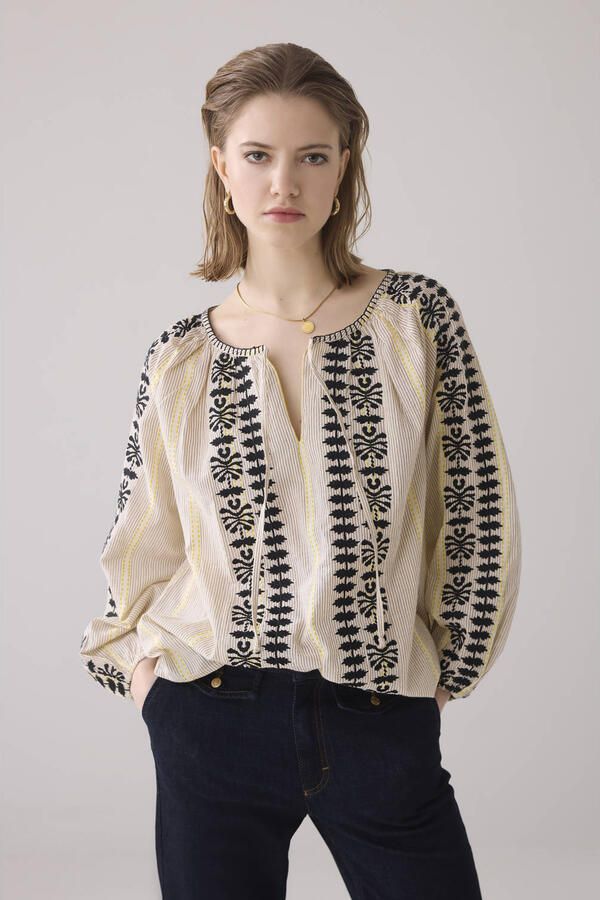 Summum Woman Gestreepte Longsleeve Top Multicolor Dames
