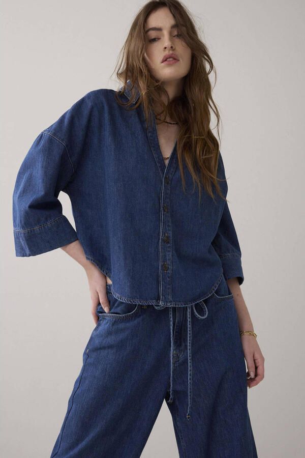 Summum denim blouse dark blue denim