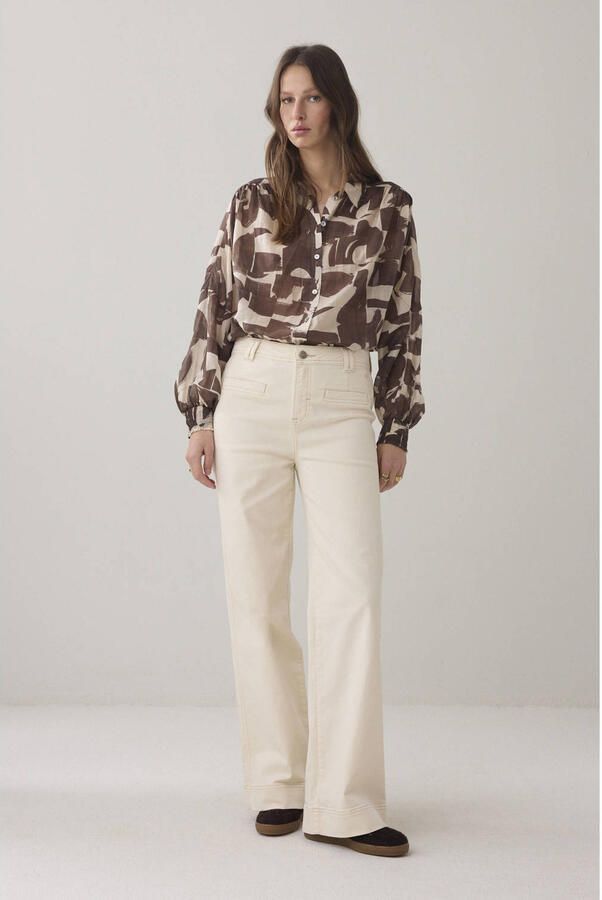 Summum denim regular waist flared broek ecru - Foto 3
