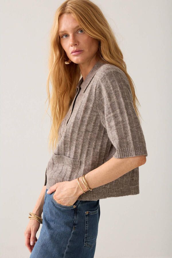 Summum gebreid vest met wol bruin - Foto 3