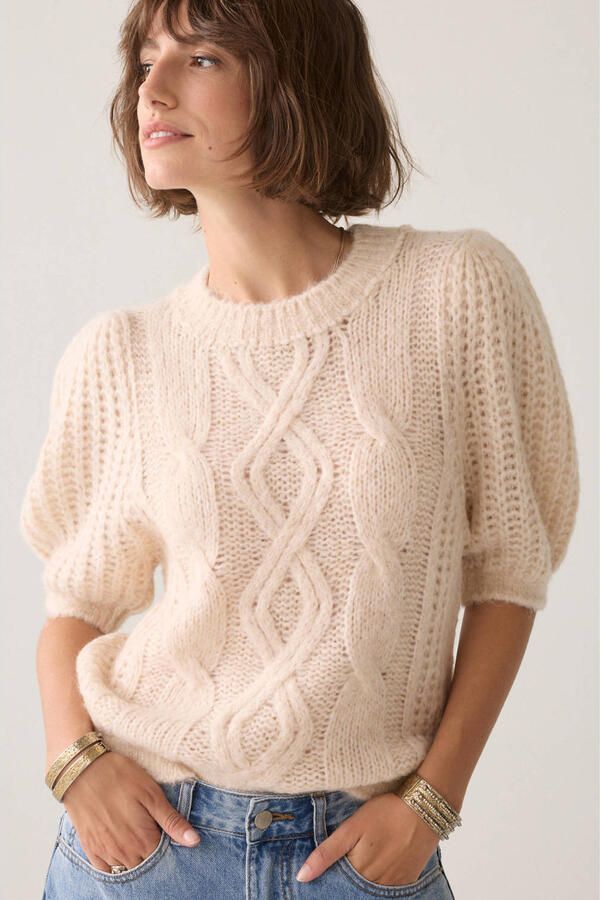 Summum gebreide trui met wol beige