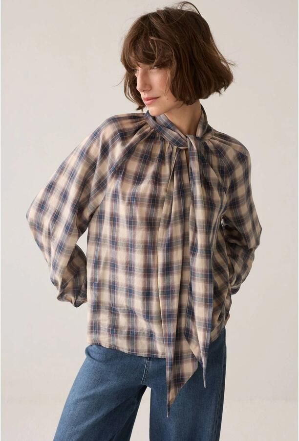 Summum geruite top blauw