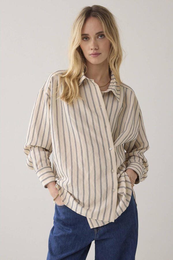 Summum gestreepte blouse beige