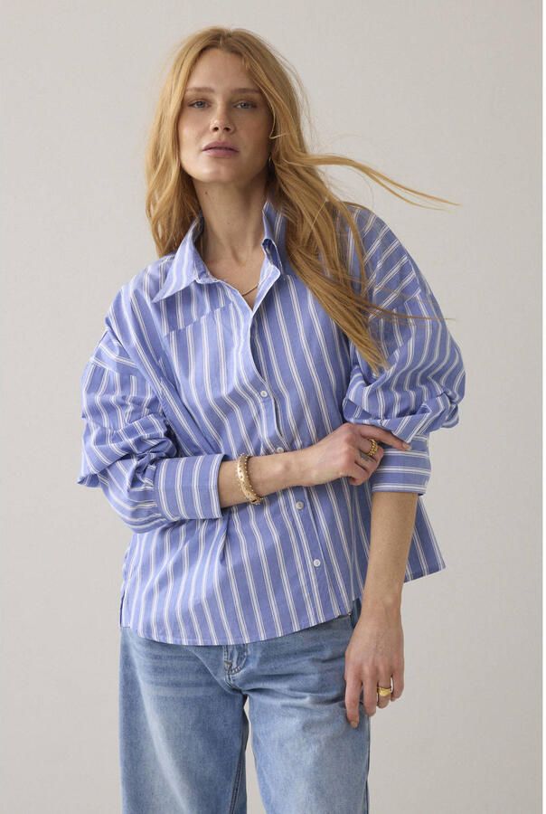 Summum gestreepte blouse blauw