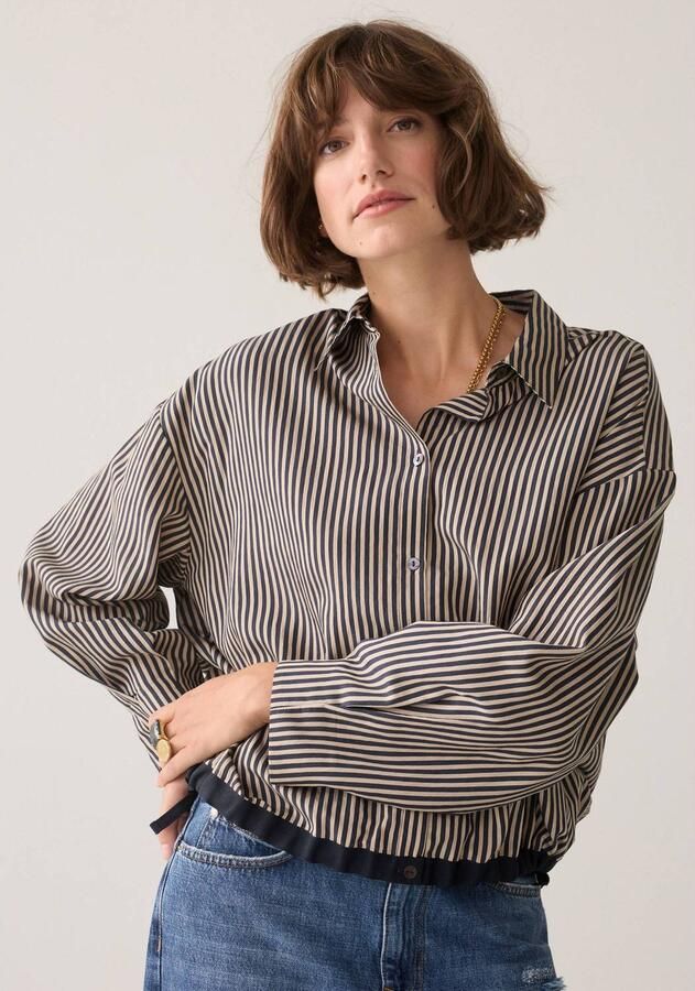 Summum gestreepte blouse donkerblauw