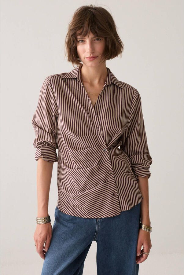 Summum gestreepte blouse donkerrood