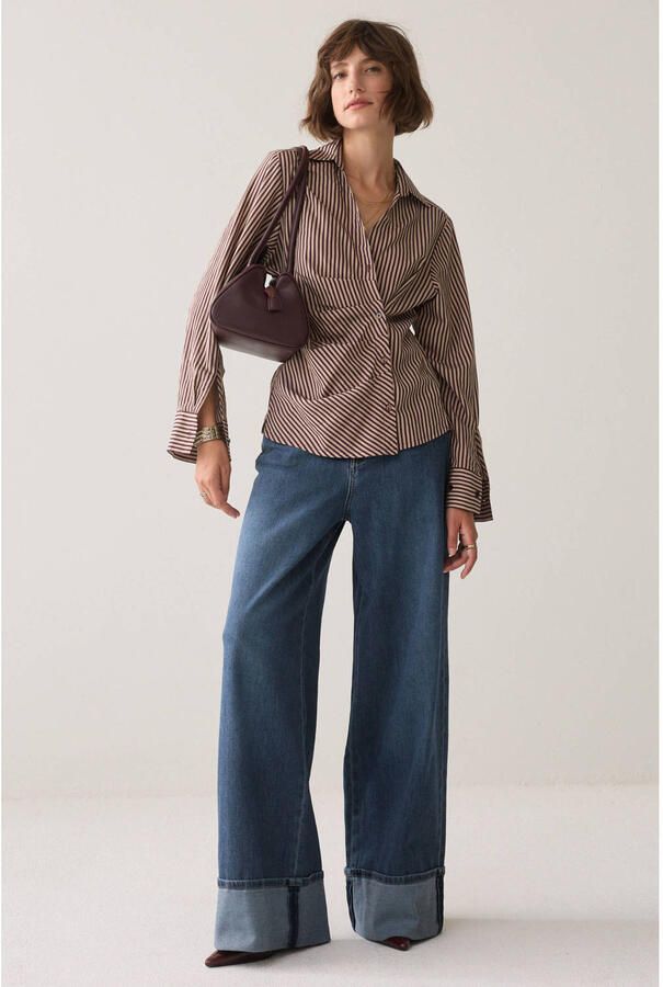 Summum gestreepte blouse donkerrood - Foto 3