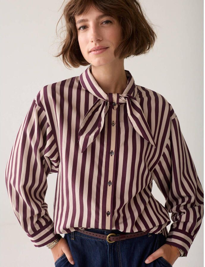 Summum gestreepte blouse donkerrood
