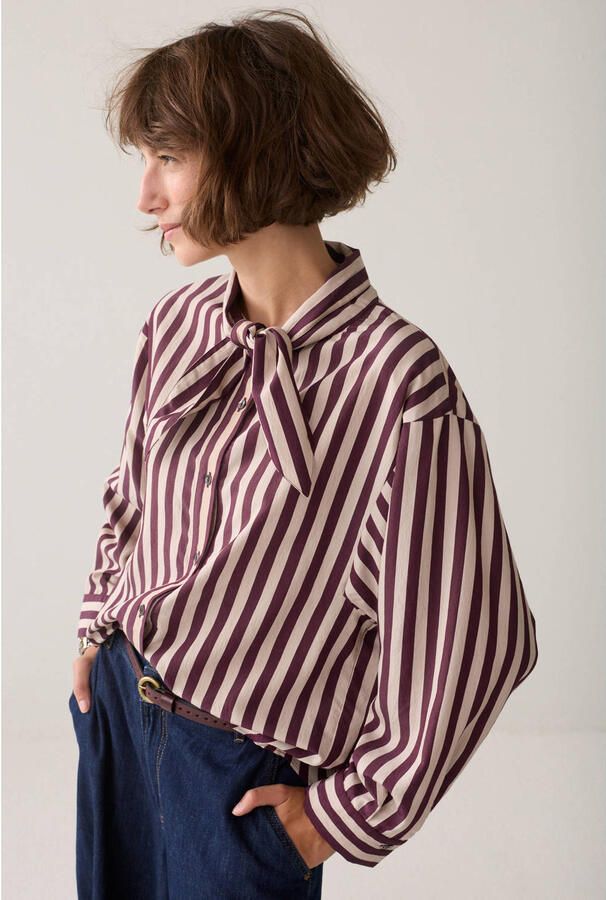 Summum gestreepte blouse donkerrood - Foto 2