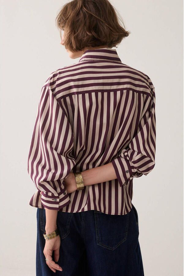Summum gestreepte blouse donkerrood - Foto 3