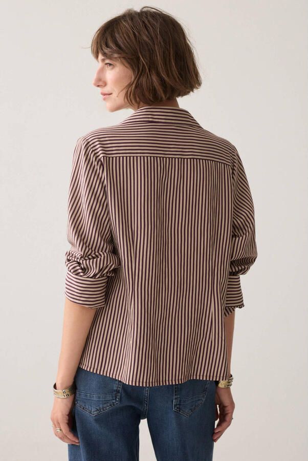 Summum gestreepte blouse donkerrood - Foto 3
