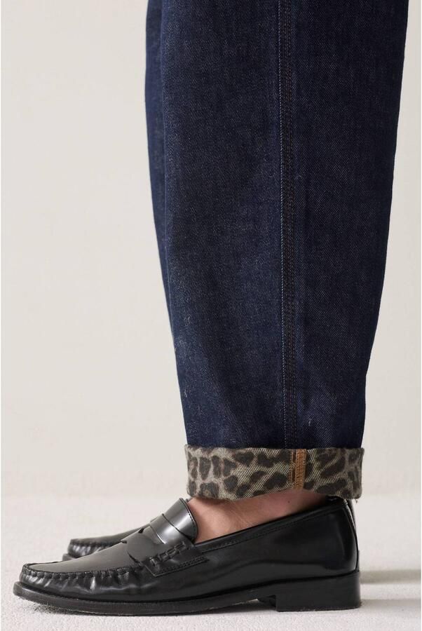 Summum high waist barrel jeans met dierenprint dark blue denim - Foto 3