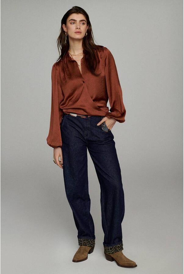 Summum high waist barrel jeans met dierenprint dark blue denim - Foto 2