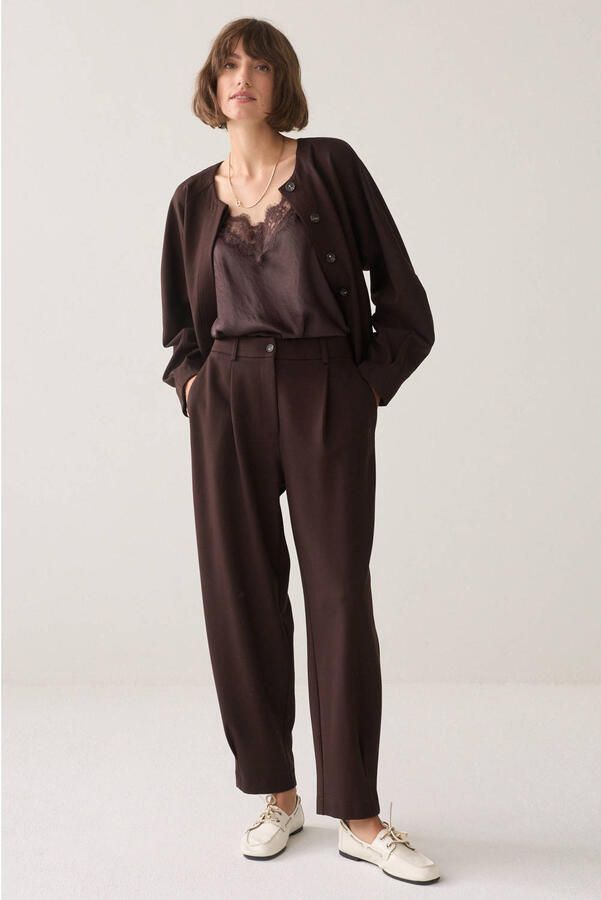 Summum high waist loose fit broek bruin