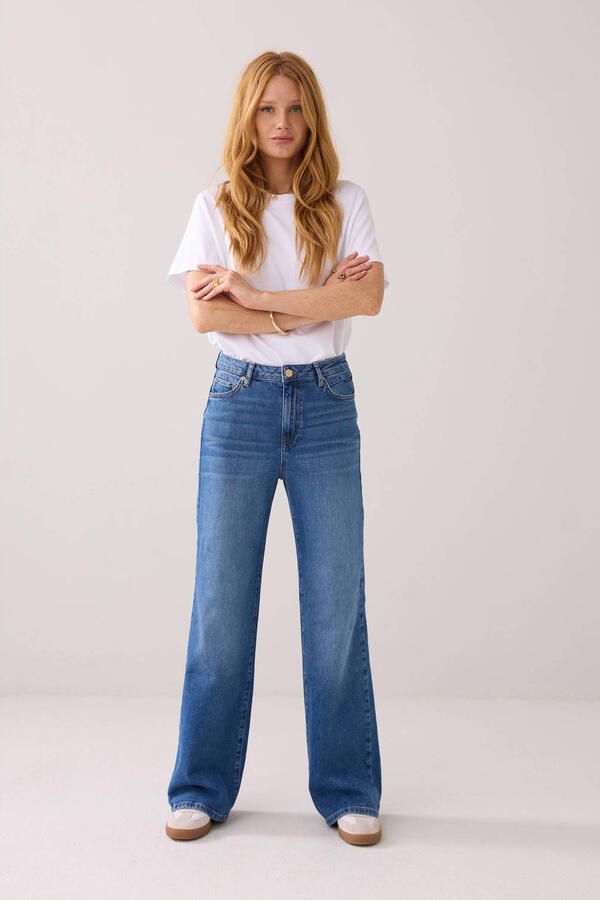 Summum high waist wide leg jeans medium blue denim